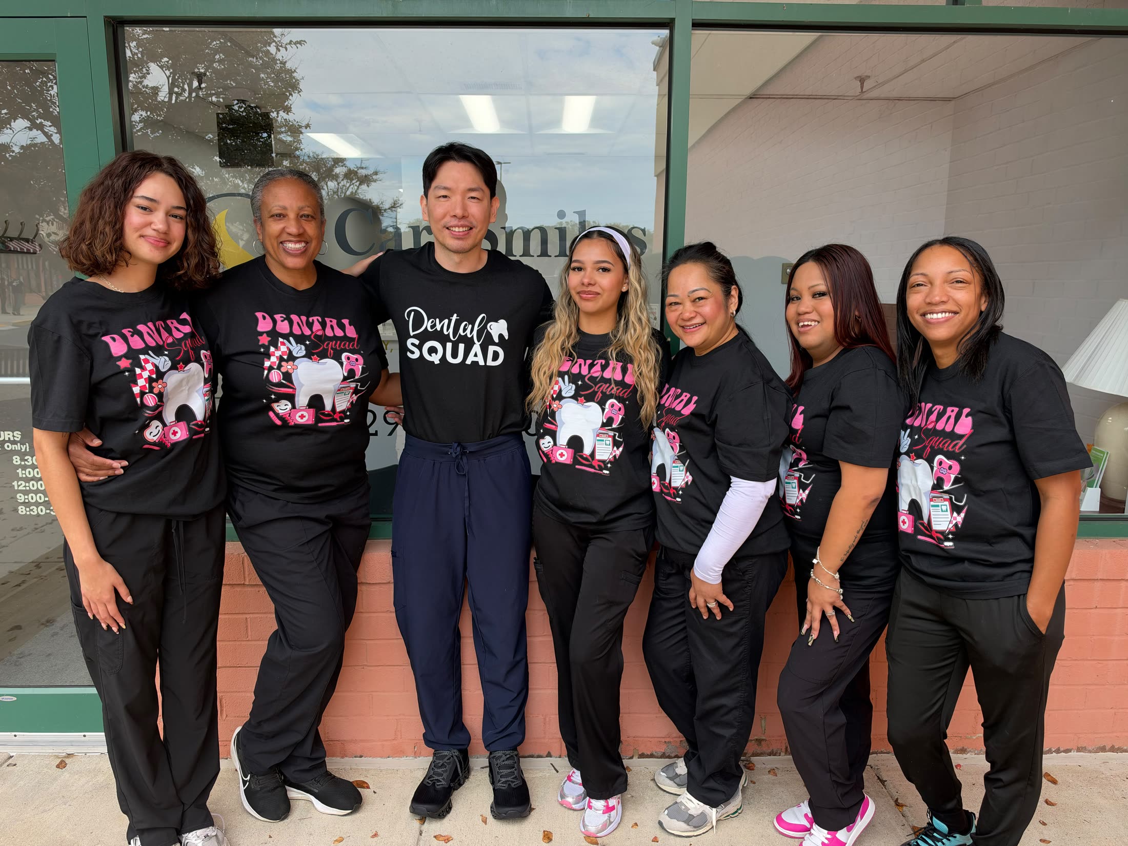 The CareSmiles team outside the practice on Old Fort Road